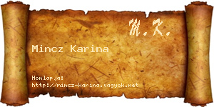 Mincz Karina névjegykártya
